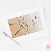 Zon op de strand rechthoekige sticker (Envelop)