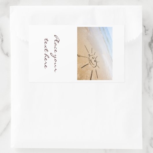 Zon op de strand rechthoekige sticker (Tas)