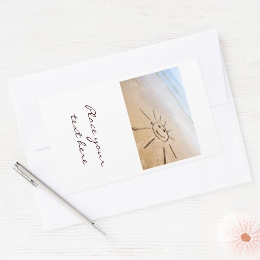 Zon op de strand rechthoekige sticker (Envelop)