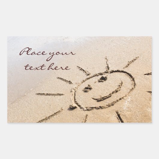 Zon op de strand rechthoekige sticker (Voorkant)