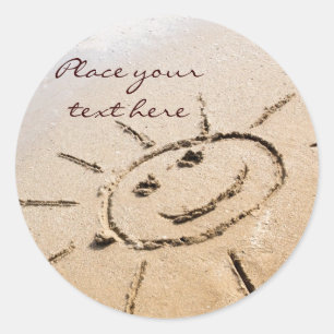 Zon op de strand ronde sticker