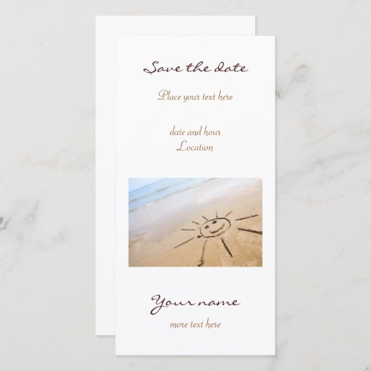 Zon op de strand save the date (Voorkant / Achterkant)