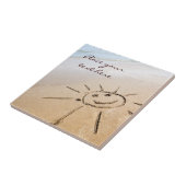 Zon op de strand tegeltje (Zijkant)