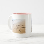 Zon op de strand tweekleurige koffiemok (Voorkant links)