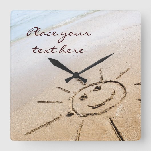 Zon op de strand vierkante klok (Voorkant)