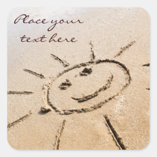 Zon op de strand vierkante sticker