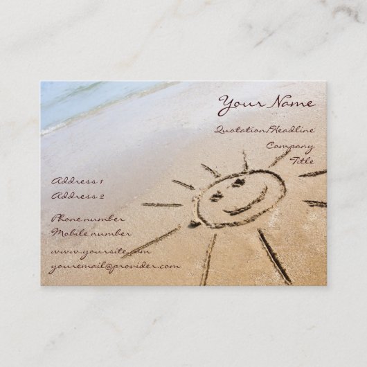 Zon op de strand visitekaartje (Voorkant)