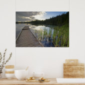 Zon op een klein meer poster (Keuken)