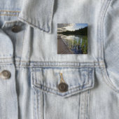 Zon op een klein meer vierkante button 5,1 cm (In situ)