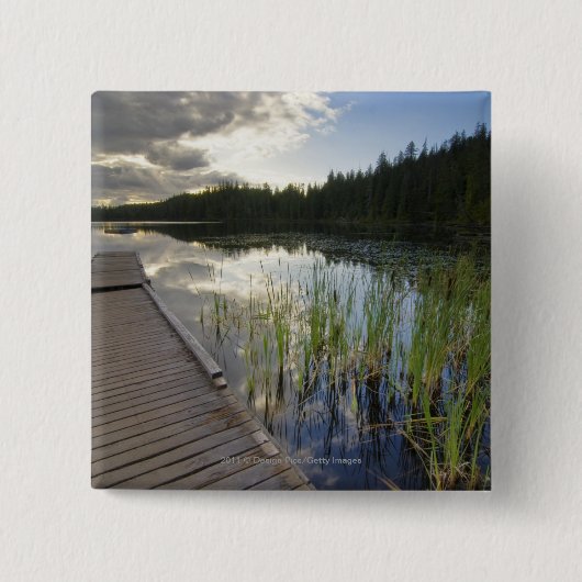 Zon op een klein meer vierkante button 5,1 cm (Voorkant)