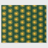 Zon op groen achtergrondpapier cadeaupapier (Vlak)