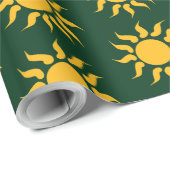 Zon op groen achtergrondpapier cadeaupapier (Rol Hoek)