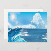 Zon op Ocean Wave met Cloudy Blue Sky Briefkaart (Voorkant / Achterkant)