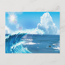Zon op Ocean Wave met Cloudy Blue Sky Briefkaart