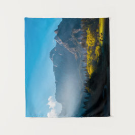 Zon op paarden bij het Fusine-meer in Italië Wandkleed