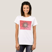 zon op rood t-shirt (Voorkant volledig)