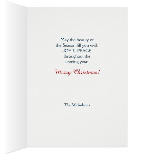 Zon op Winter Pine Trees Peace kerstkaart (Binnen (Rechts))