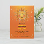  Zon Oranje Geel Celsius Baby shower Kaart (Staand voorkant)