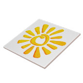 Zon oranje gele tekening getextureerd tribaal tegeltje (Zijkant)