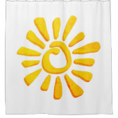 Zon oranje gele tekening getextureerde tribale cer douchegordijn (Voorkant)