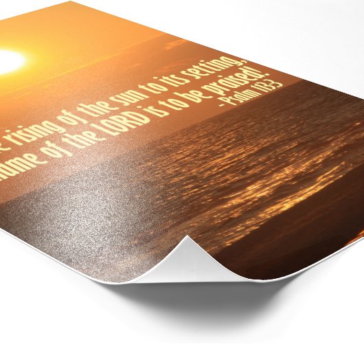 Zon over de Oceaan met psalm 113:3 Foto Afdruk (Hoek)