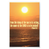 Zon over de Oceaan met psalm 113:3 Foto Afdruk (Voorkant)