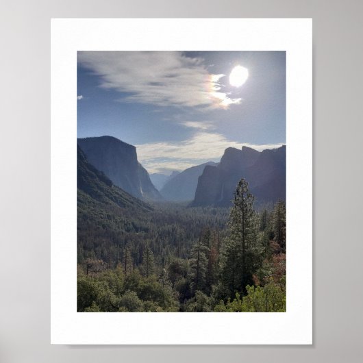 Zon over de vallei Yosemite kleurenfotografie Poster (Voorkant)