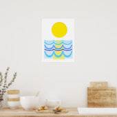 Zon over het Abstracte water Poster (Keuken)
