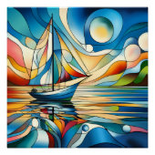 Zon over het zee - Glanzend Poster (Voorkant)