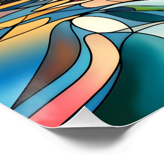 Zon over het zee - Glanzend Poster (Hoek)