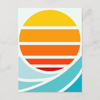 Zon over oceaangolven, modern briefkaart