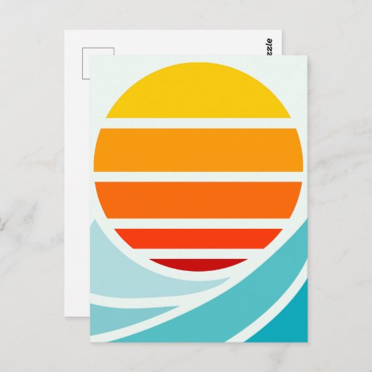 Zon over oceaangolven, modern briefkaart (Voorkant / Achterkant)