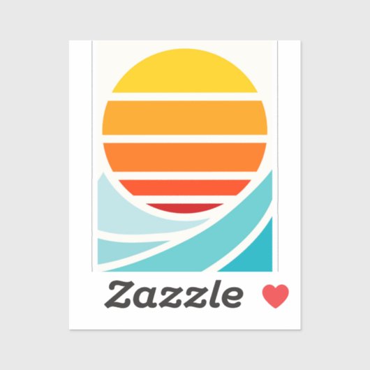 Zon over oceaangolven, modern sticker (Vel)