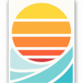 Zon over oceaangolven, modern sticker (Voorkant)