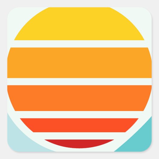Zon over oceaangolven, modern vierkante sticker (Voorkant)
