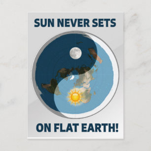 Zon plaatst nooit op Flat Earth! Briefkaart