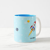 Zon, planeet, aarde en skyroet, lichtblauw tweekleurige koffiemok (Voorkant rechts)