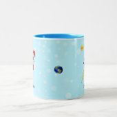 Zon, planeet, aarde en skyroet, lichtblauw tweekleurige koffiemok (Center)