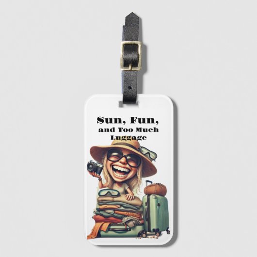Zon, plezier en te veel bagage bagagelabel (Voorkant (verticaal))