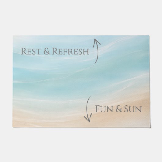 Zon & Plezier / Rust & Opfrissen Strandhuis Welkom Deurmat (Voorkant)
