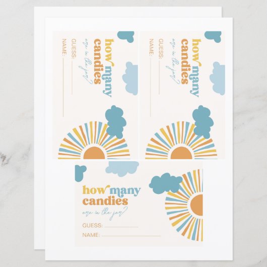 Zon Raad eens hoeveel Snoepjes Kaarten (Voorkant / Achterkant)