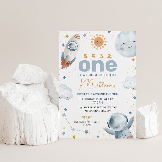 Zon Ruimte Eerste Reis Rond de Zon 1e Verjaardag Kaart