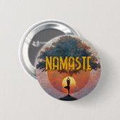 Zon Salutation Yoga Namaste Levensboom Ronde Button 5,7 Cm (Voorkant /achterkant)
