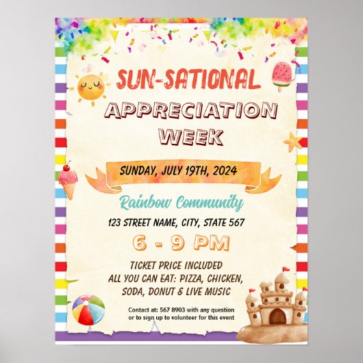 Zon-sationale zomer leraar appreciatie flyer poster (Voorkant)