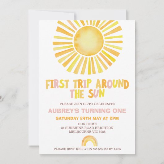 Zon Sinaasappel Eerste reis rond de zon 1e verjaar Kaart (Voorkant)