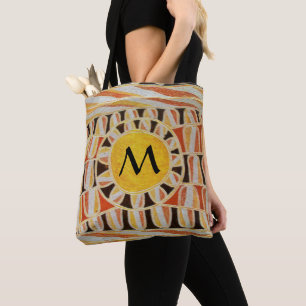 ZON SOLAR ENERGY MONOGRAM Yellow Oranje Black Tote Bag
