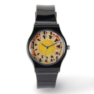 ZON SOLAR ENERGY/ Oranje geel, wit, zwart Horloge