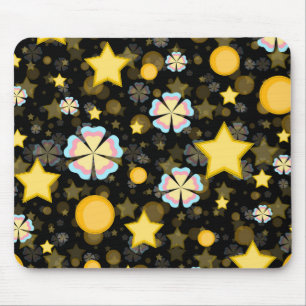 Zon Sterren Bloemen Glitters Patroon Ontwerp Muismat