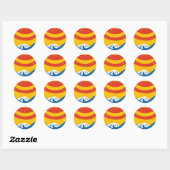 Zon, sterren en golven ronde sticker (Vel)