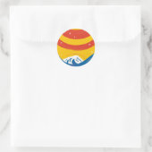Zon, sterren en golven ronde sticker (Tas)